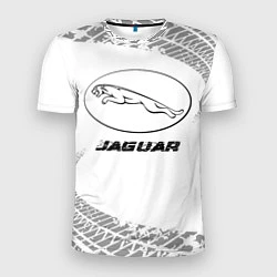 Футболка спортивная мужская Jaguar speed на светлом фоне со следами шин, цвет: 3D-принт