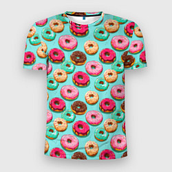 Мужская спорт-футболка Разноцветные пончики паттерн