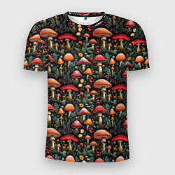 Мужская спорт-футболка Сказочные грибы мухоморы паттерн