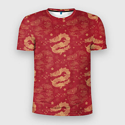 Мужская спорт-футболка The chinese dragon pattern