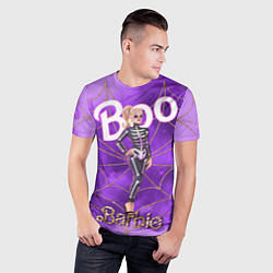 Футболка спортивная мужская Барби в костюме скелета: паутина и фиолетовый дым, цвет: 3D-принт — фото 2