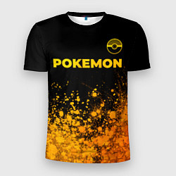 Мужская спорт-футболка Pokemon - gold gradient: символ сверху