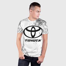 Футболка спортивная мужская Toyota speed на светлом фоне со следами шин, цвет: 3D-принт — фото 2