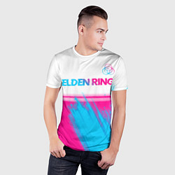 Футболка спортивная мужская Elden Ring neon gradient style: символ сверху, цвет: 3D-принт — фото 2