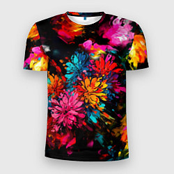Мужская спорт-футболка Краски и цветы