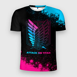 Мужская спорт-футболка Attack on Titan - neon gradient