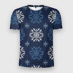 Мужская спорт-футболка Снежинки спицами - узоры зимы