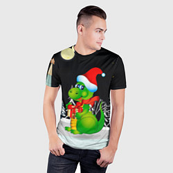 Футболка спортивная мужская Дракон в новогоднюю ночь, цвет: 3D-принт — фото 2