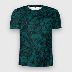 Мужская спорт-футболка Текстура каменная тёмно-зелёный