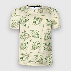 Мужская спорт-футболка Веточки с зелеными листьями