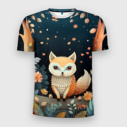 Футболка спортивная мужская Фэнтезийная лисичка в лесу фолк-арт, цвет: 3D-принт