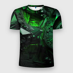 Мужская спорт-футболка Объемные зеленые абстракции
