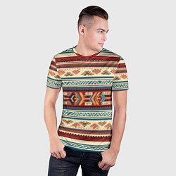 Футболка спортивная мужская Этнический паттерн в горизонтальную полоску, цвет: 3D-принт — фото 2