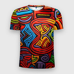 Мужская спорт-футболка Разноцветный узор в стиле абстракционизм