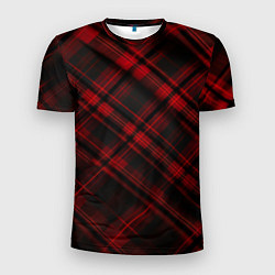 Мужская спорт-футболка Тёмно-красная шотландская клетка