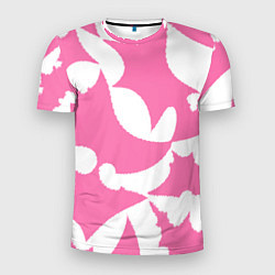 Мужская спорт-футболка Бело-розовая абстрактная композиция