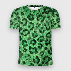 Мужская спорт-футболка Зелёный леопард паттерн