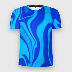 Мужская спорт-футболка Абстракция разлитые краски сине-голубой