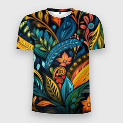 Мужская спорт-футболка Растительный узор в бразильском стиле