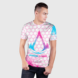 Футболка спортивная мужская Assassins Creed neon gradient style, цвет: 3D-принт — фото 2
