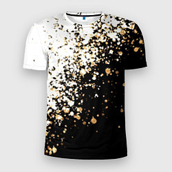 Футболка спортивная мужская Чёрно белый с золотыми крапинками размытый, цвет: 3D-принт