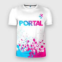 Мужская спорт-футболка Portal neon gradient style посередине