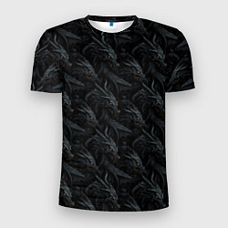 Мужская спорт-футболка Черные драконы паттерн
