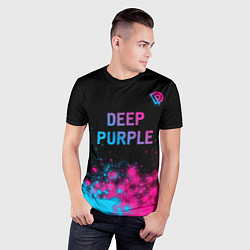 Футболка спортивная мужская Deep Purple - neon gradient посередине, цвет: 3D-принт — фото 2