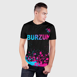 Футболка спортивная мужская Burzum - neon gradient посередине, цвет: 3D-принт — фото 2