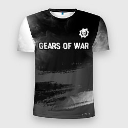 Футболка спортивная мужская Gears of War glitch на темном фоне посередине, цвет: 3D-принт