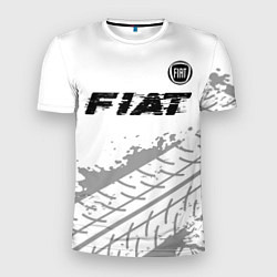 Мужская спорт-футболка Fiat speed на светлом фоне со следами шин посереди