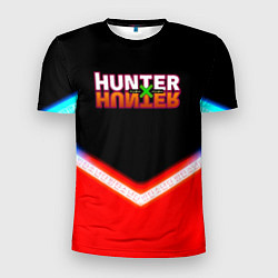 Мужская спорт-футболка Охотник х Охотник неоновые иероглифы