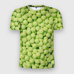 Мужская спорт-футболка Много теннисных мячей