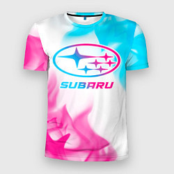 Футболка спортивная мужская Subaru neon gradient style, цвет: 3D-принт