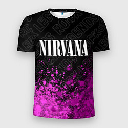 Футболка спортивная мужская Nirvana rock legends посередине, цвет: 3D-принт
