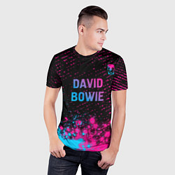 Футболка спортивная мужская David Bowie - neon gradient посередине, цвет: 3D-принт — фото 2