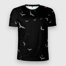 Мужская спорт-футболка Летучие мыши на черном небе
