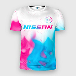 Футболка спортивная мужская Nissan neon gradient style посередине, цвет: 3D-принт