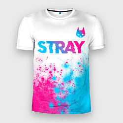 Мужская спорт-футболка Stray neon gradient style посередине