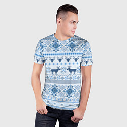 Футболка спортивная мужская Blue sweater with reindeer, цвет: 3D-принт — фото 2