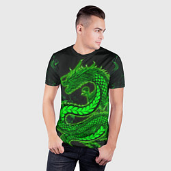 Футболка спортивная мужская Зеленый дракон с эффектом свечения, цвет: 3D-принт — фото 2
