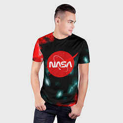 Футболка спортивная мужская NASA космос краски, цвет: 3D-принт — фото 2