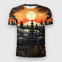 Мужская спорт-футболка Зимний лес в ожидании праздника