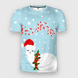 Футболка спортивная мужская Лама в роли Санта Клауса, цвет: 3D-принт