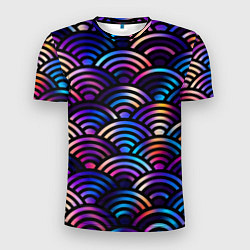 Мужская спорт-футболка Разноцветные волны-чешуйки