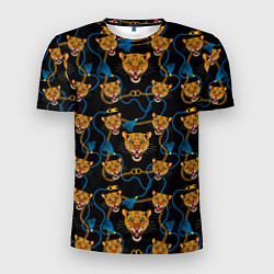 Мужская спорт-футболка Золотая цепь с леопардами