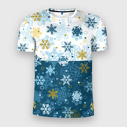 Мужская спорт-футболка Снежинки новогодние