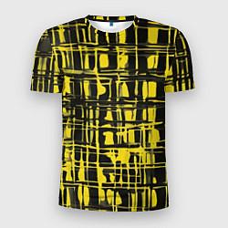 Мужская спорт-футболка Смазанная краска чёрная и жёлтая