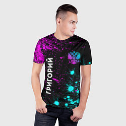 Футболка спортивная мужская Григорий и неоновый герб России вертикально, цвет: 3D-принт — фото 2