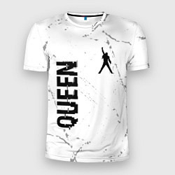 Мужская спорт-футболка Queen glitch на светлом фоне вертикально